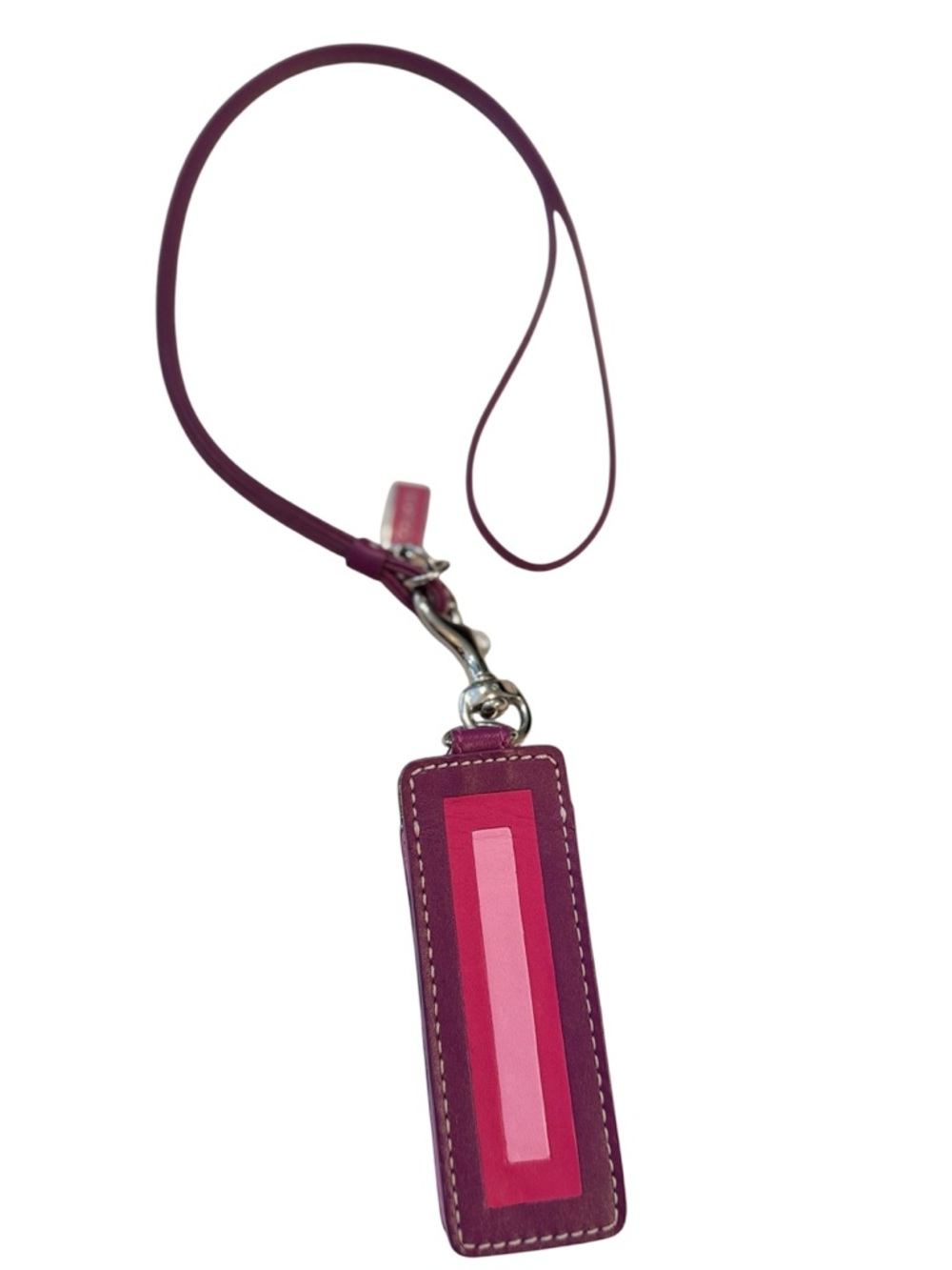 Coach Two-Tone Plum and Bright Pink Leather Lanyard tablet or phone accessories